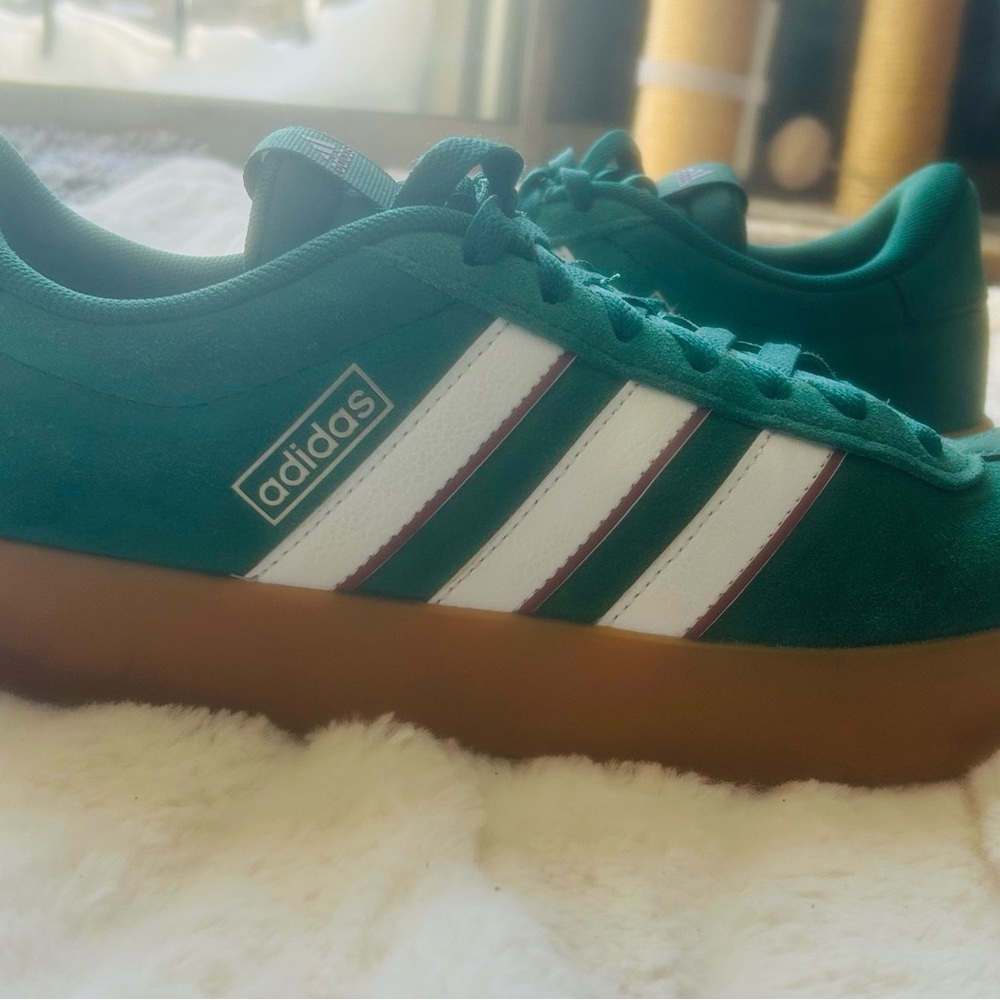 Adidas Forest Green and White Trainers